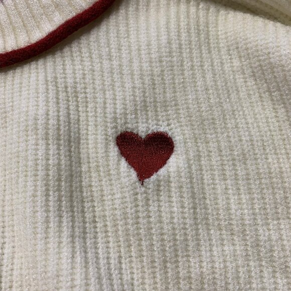 XL - Womens Red Heart Crewneck Pullover Sweater - A New Day - Cream - Picture 4 of 7
